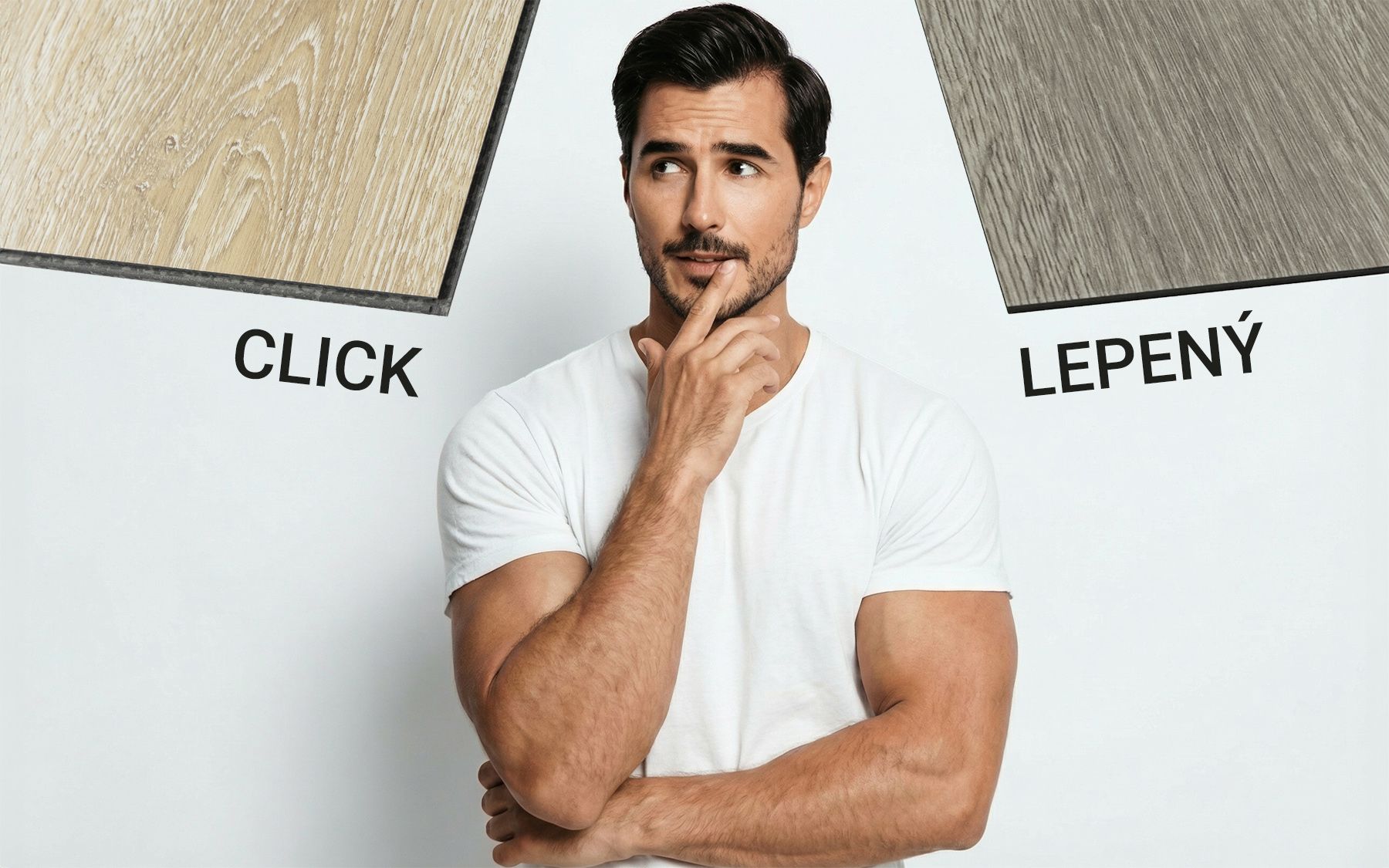 Muž vybírá vinylovou podlahu click nebo lepenou