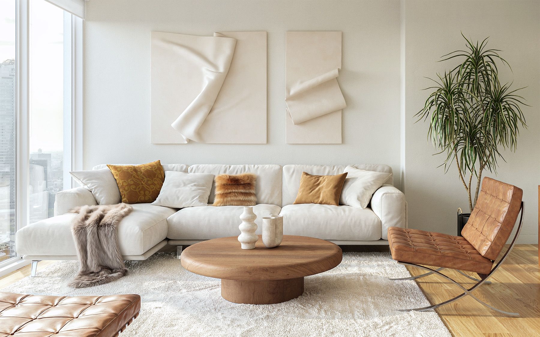 obývací pokoj s bílým kobercem barvy roku 2026