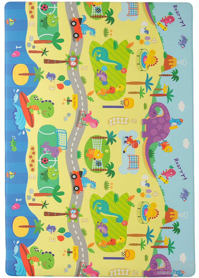 Kusový koberec Dwinguler Športujúci dinosauri