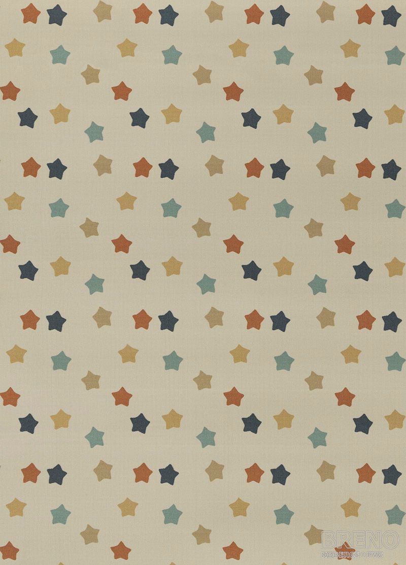 Metrážový koberec LUNA P4239CM/01A2 dětský motiv barevné hvězdy na béžové