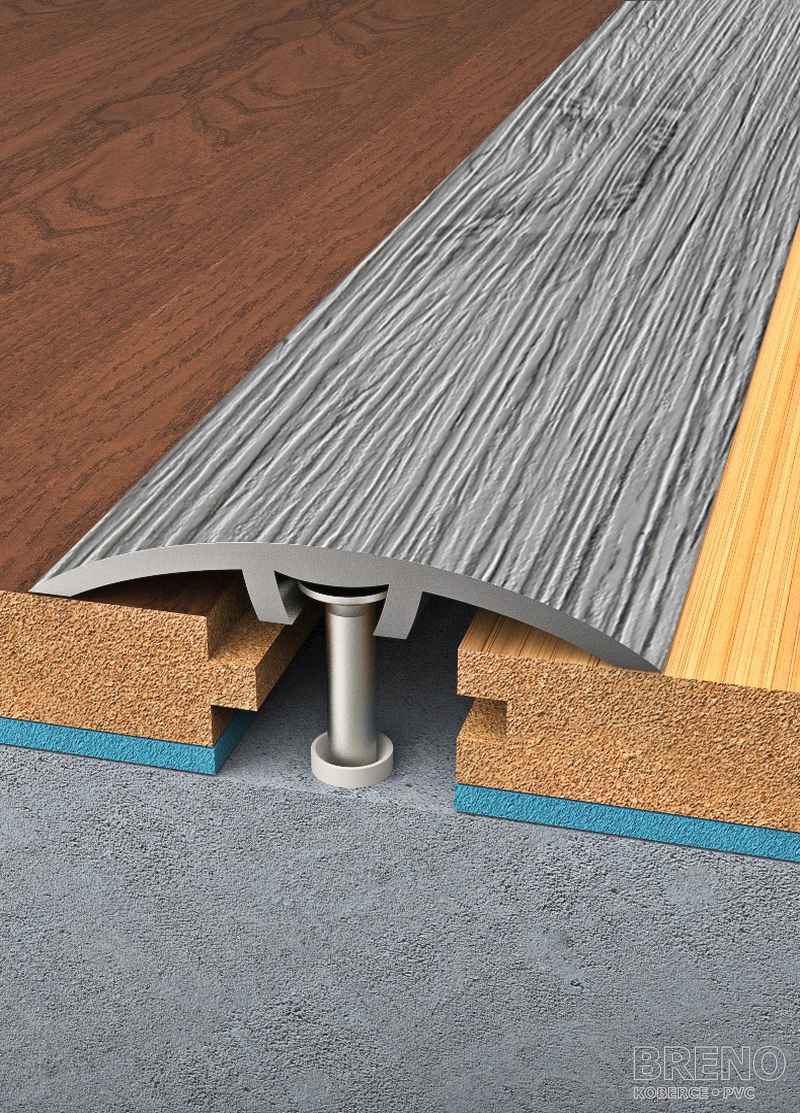 Přechodový profil borovice šedá - samolepicí / na hmoždinku