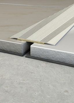 Přechodový profil s drážkami česaná nerez - samolepicí