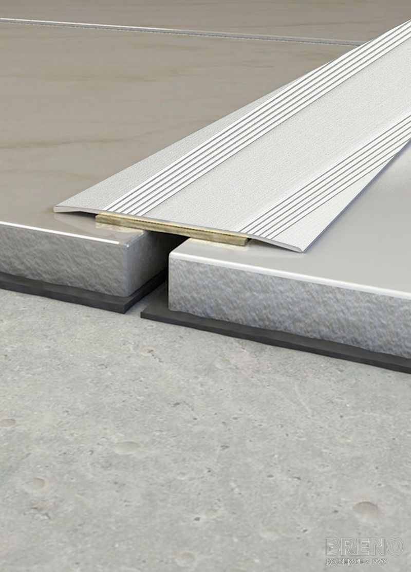 Přechodový profil s drážkami stříbro - samolepicí