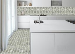 PVC SMARTEX Lagos 509M – ornamentální dlaždice do zelena