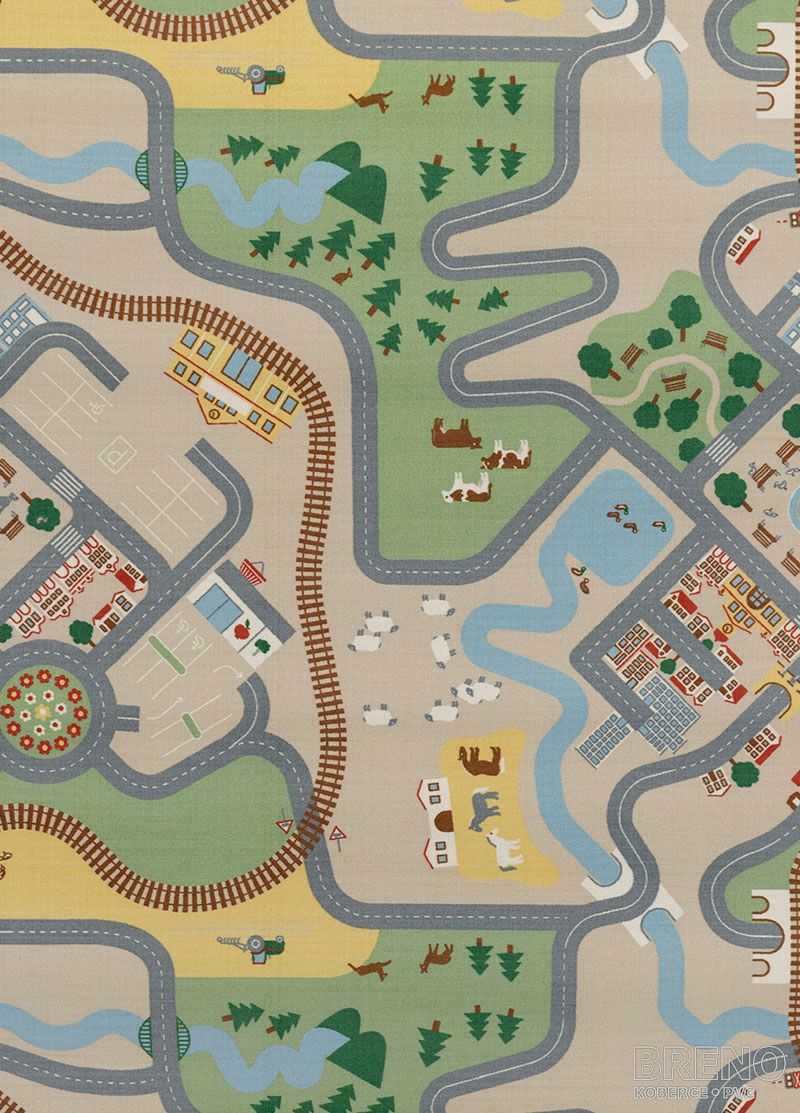 Metrážový koberec ROADTRIP R40101B/02E2 dětský motiv silnic a krajiny