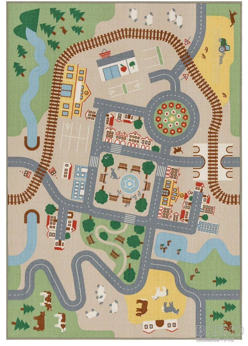 Kusový koberec ROADTRIP - R40101C/02E2 dětský motiv silnic a krajiny