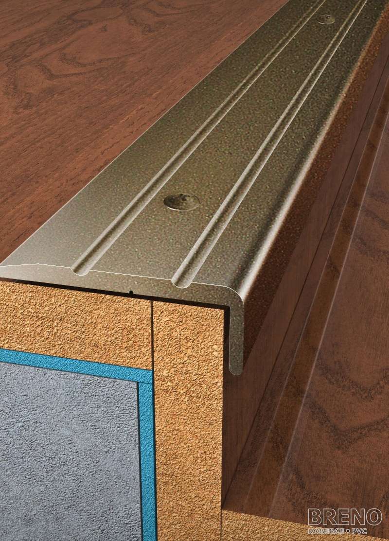 Schodová hrana bronz - vrtaná