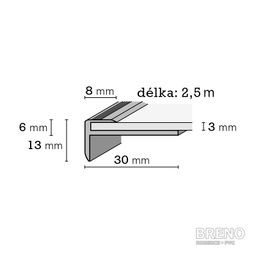 Schodová hrana DP30 stříbro mat - vrtaná