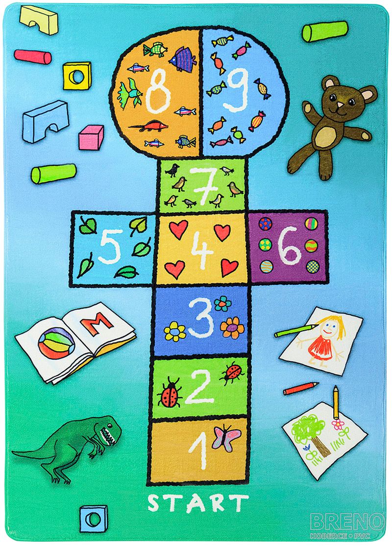 Kusový koberec Skákací panák – modrý