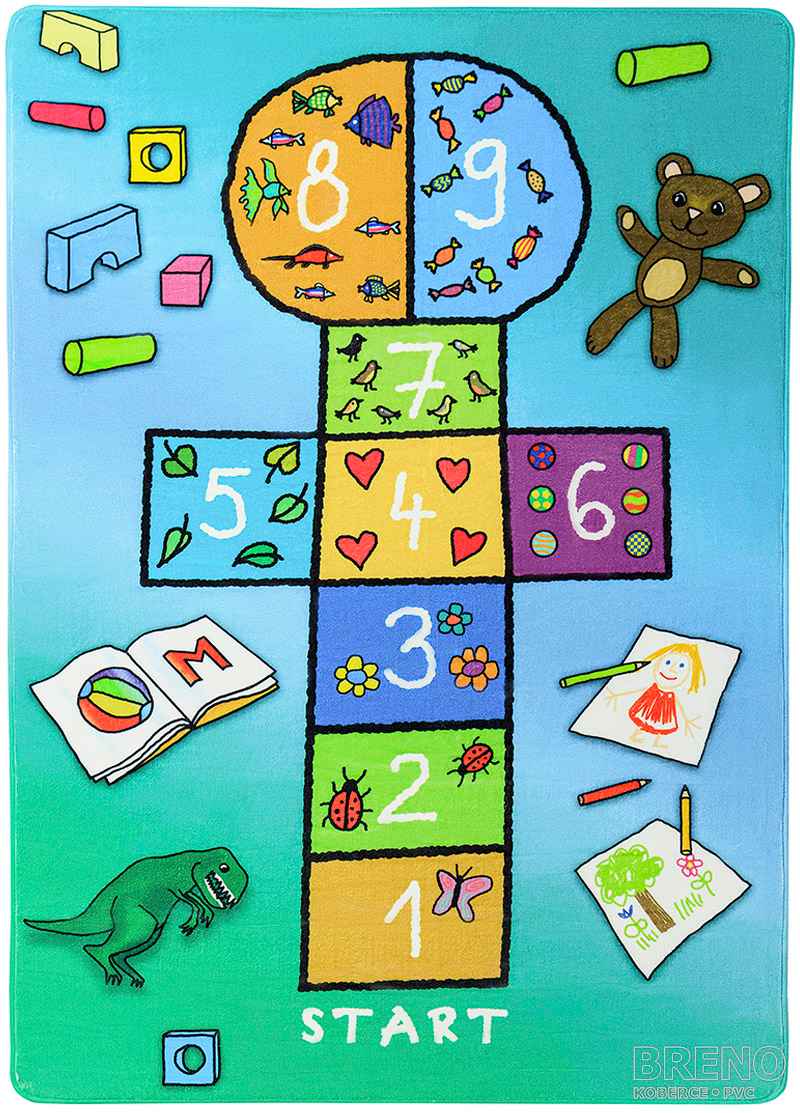 Kusový koberec Skákací panák – modrý