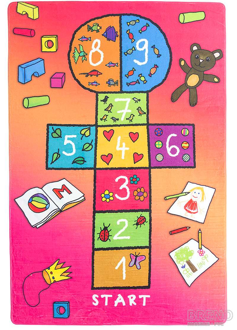 Kusový koberec Skákací panák – růžový