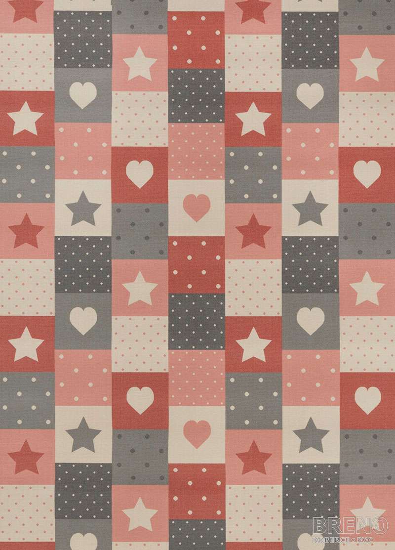 Metrážový koberec SPARK P452BG/S025 růžovošedý dětský motiv