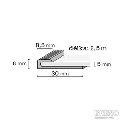 Ukončovací profil striebro - vŕtaný