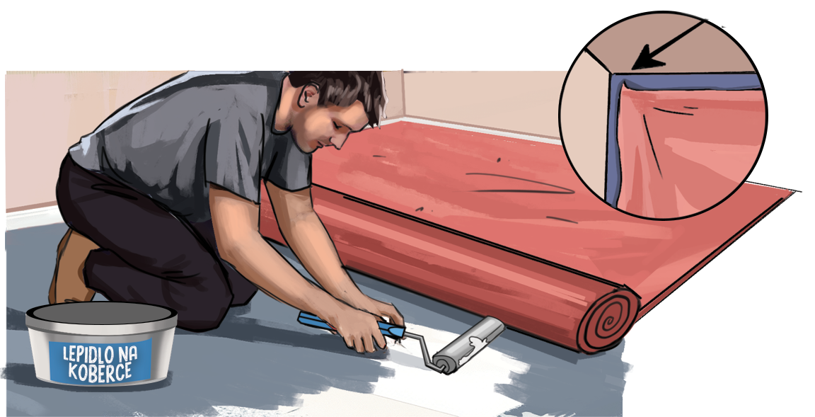lepenie kobercov a kontrola rohov